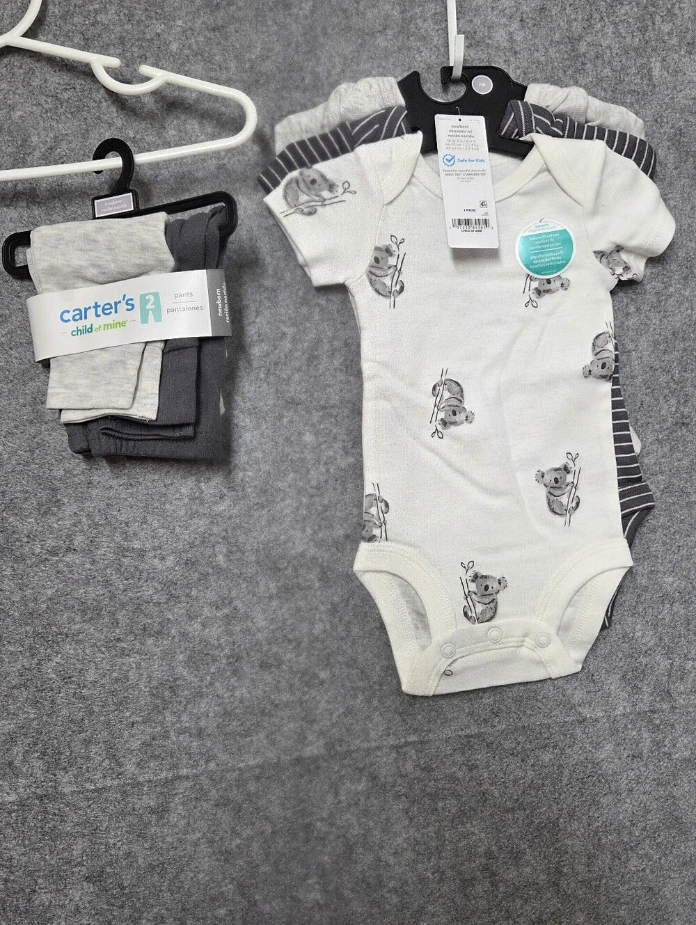 Carters Baby 3 Piece Body Suit & 2 Pairs Of Pants Newborn Nwt